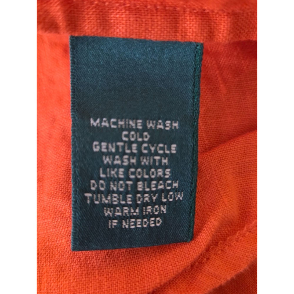 LAUREN Ralph Lauren Linen blouse Women's 2X Orange Roll Sleeve Pockets Button up - Picture 6 of 7
